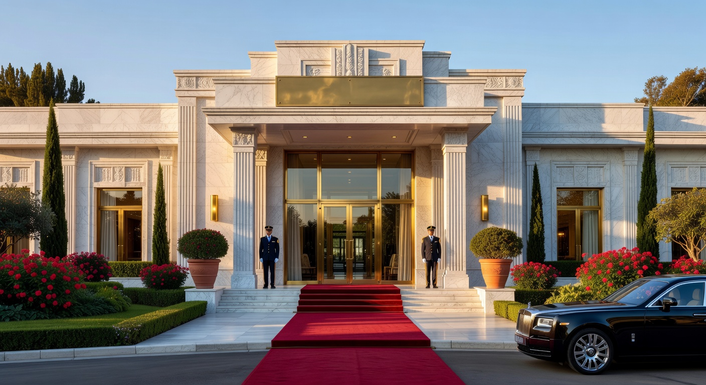Beautiful luxury hotel facade and entrance
