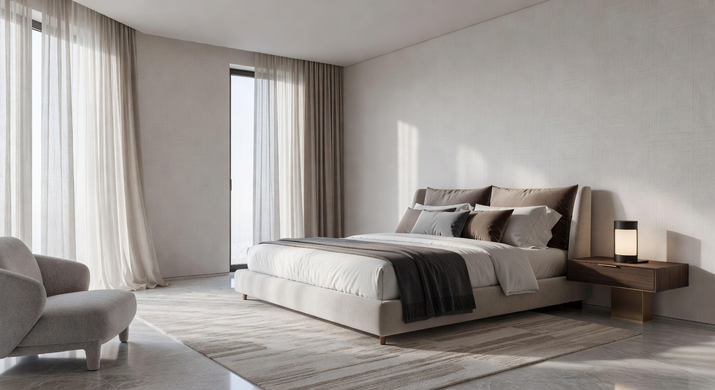 Beautifully lit modern luxury bedroom suite