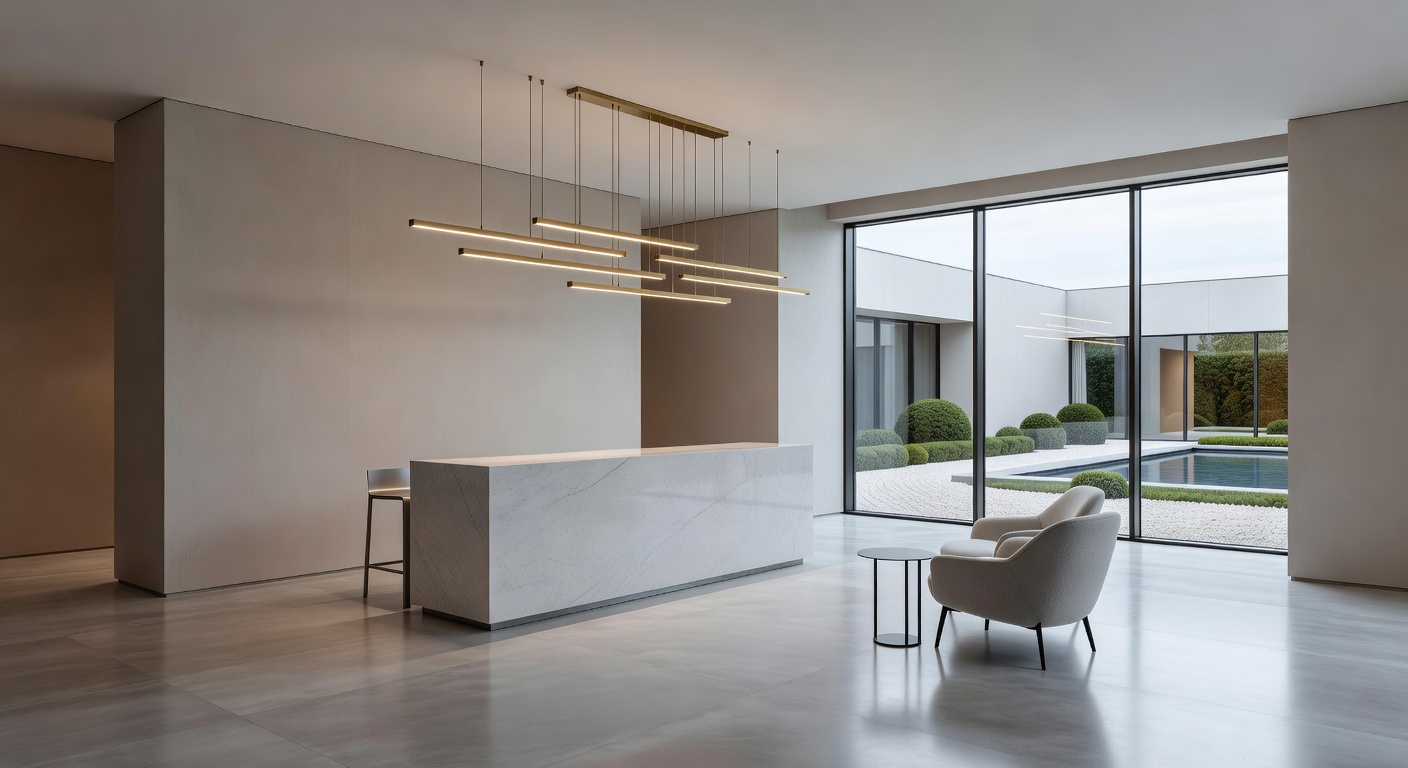 Elegant hotel lobby interior with modern minimalist design